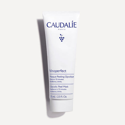 CAUDALIE šveičiamoji veido kaukė pigmentuotai odai VINOPERFECT GLYCOLIC PEEL MASK, 75 ml