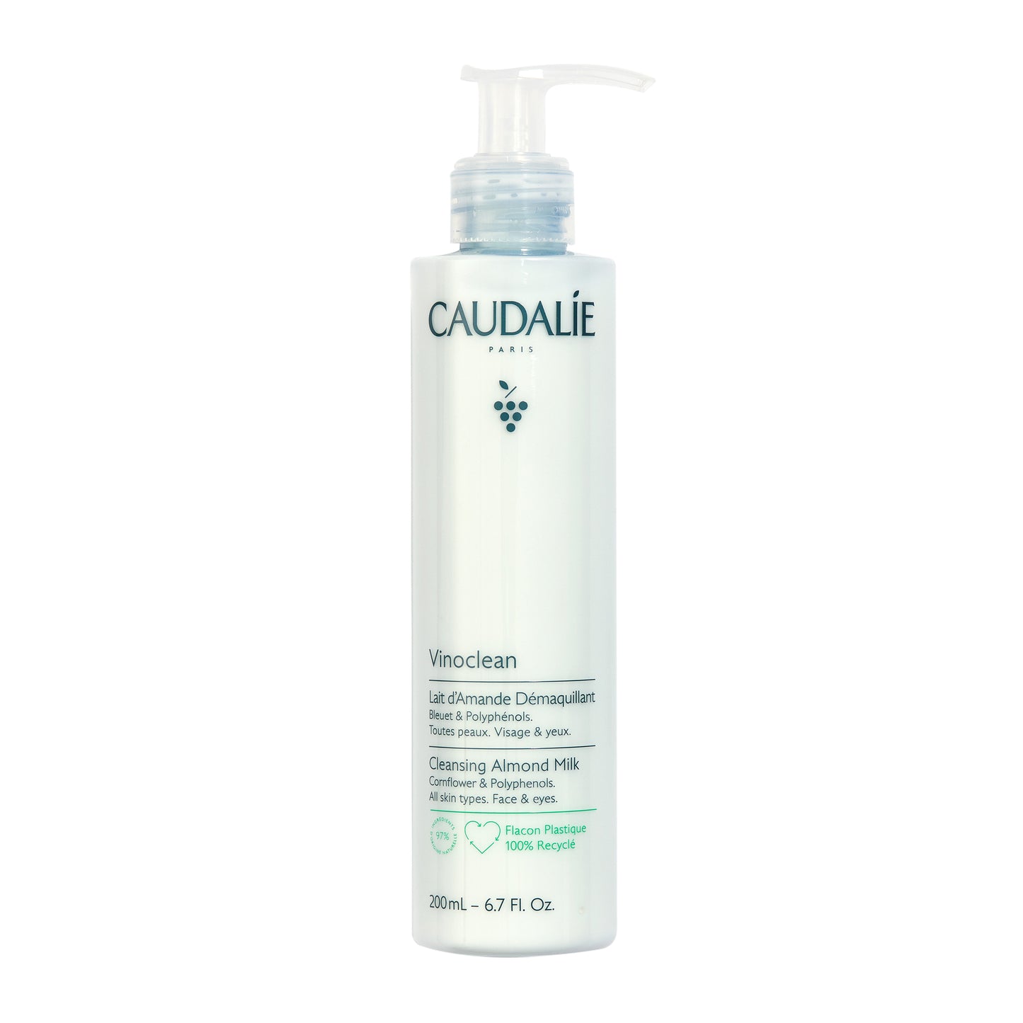CAUDALIE valomasis pienelis jautriai odai VINOCLEAN GENTLE CLEANSING ALMOND MILK, 200 ml