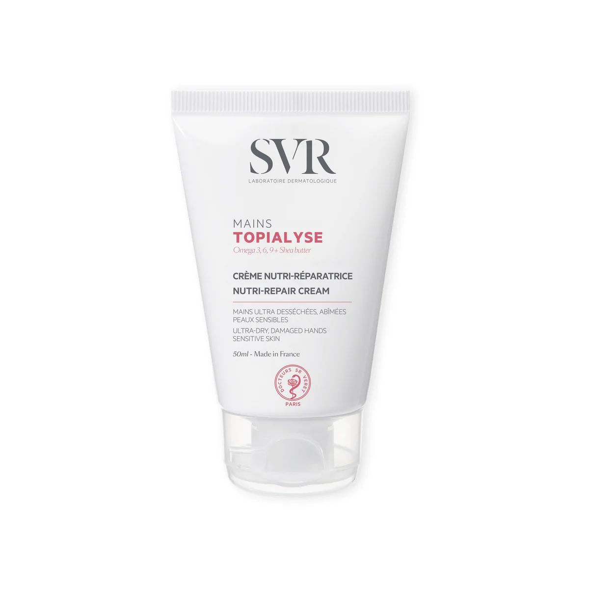 SVR rankų kremas itin sausai, šerpetojančiai odai TOPIALYSE MAINS+, 50 ml