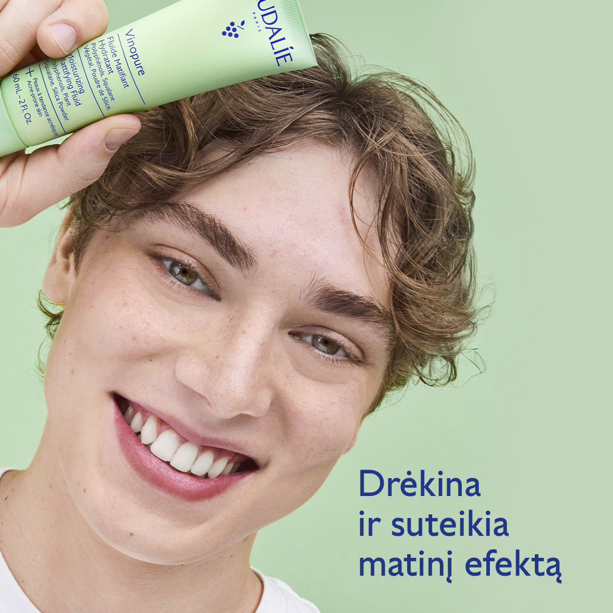 CAUDALIE veido kremas blizgėti linkusiai odai VINOPURE MOISTURIZING MATTIFYING FLUID, 60 ml