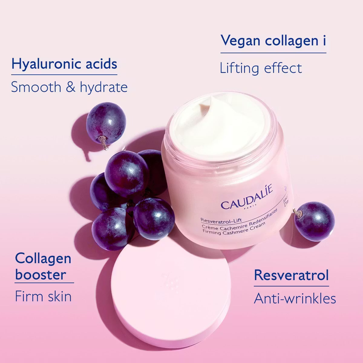 CAUDALIE rinkinys RESVERATROL-LIFT (veido kremas 50 ml + veido serumas 10 ml)
