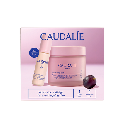 CAUDALIE rinkinys RESVERATROL-LIFT (veido kremas 50 ml + veido serumas 10 ml)