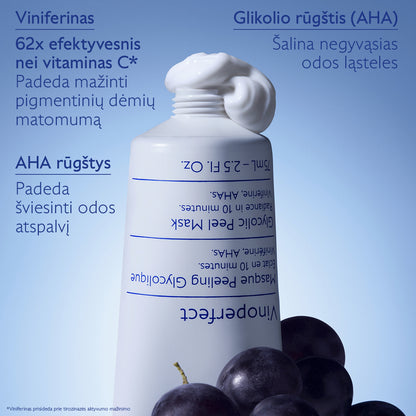 CAUDALIE šveičiamoji veido kaukė pigmentuotai odai VINOPERFECT GLYCOLIC PEEL MASK, 75 ml