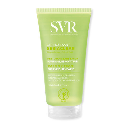 SVR gelinis veido prausiklis probleminei, į aknę linkusiai odai SEBIACLEAR, 55 ml