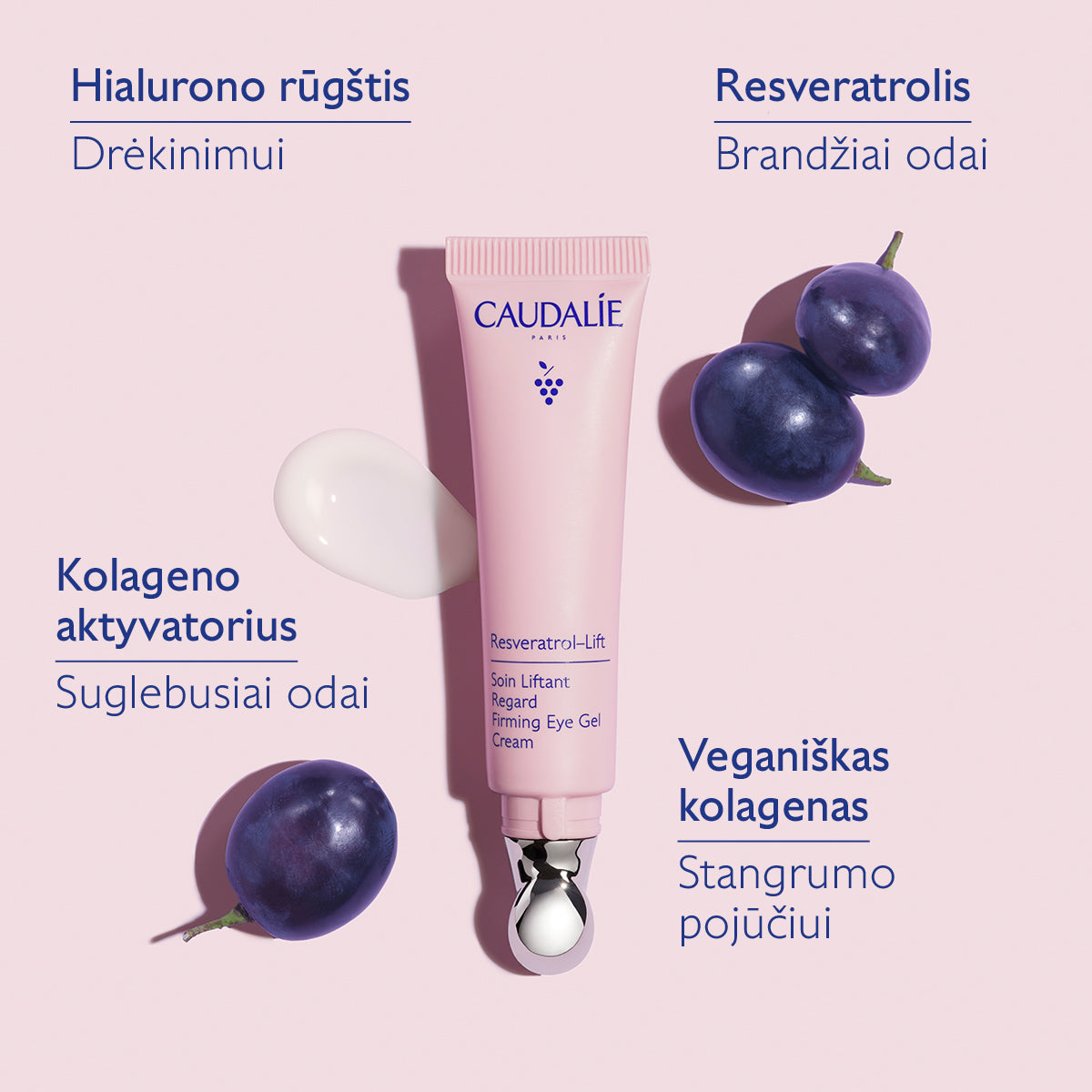 CAUDALIE paakių kremas suglebusiai odai RESVERATROL-LIFT FIRMING EYE CREAM, 15 ml