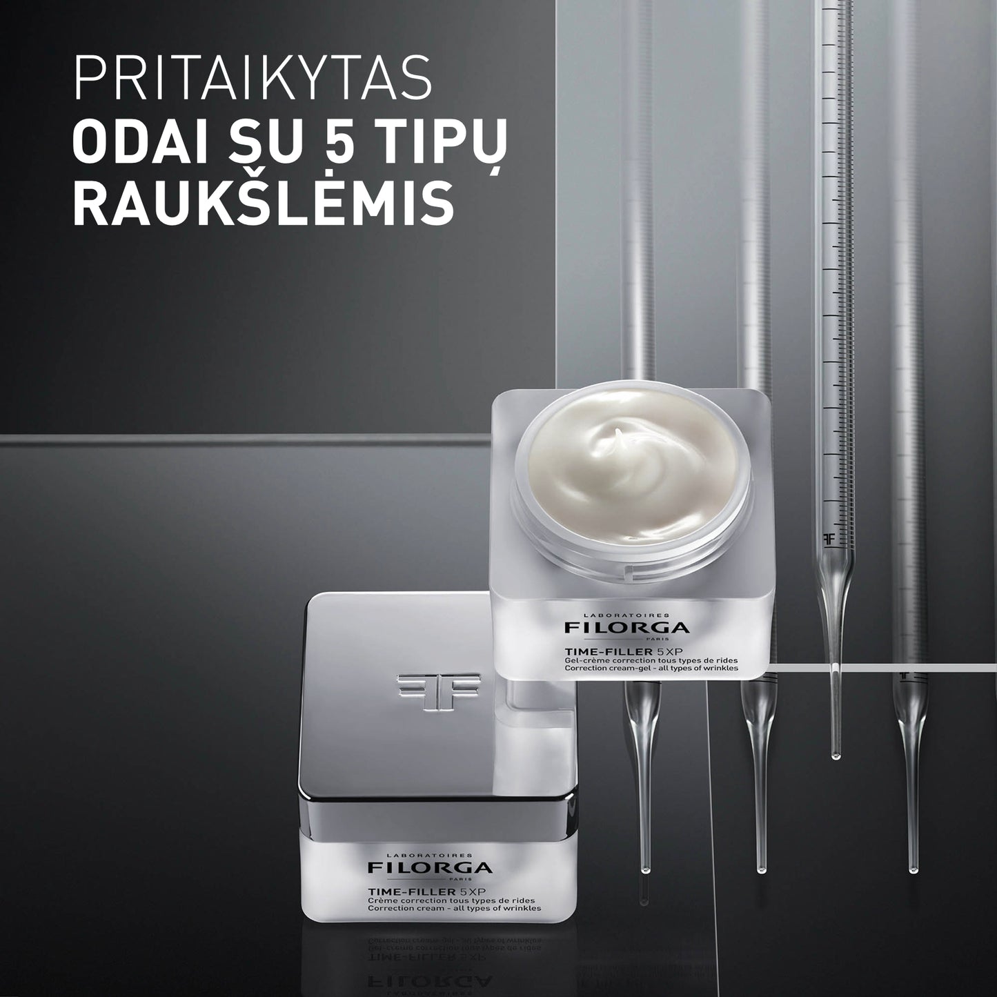 FILORGA veido kremas brandžiai, riebiai-mišriai odai su ryškėjančiomis raukšlėmis TIME-FILLER 5XP GEL-CRÉME, 50 ml