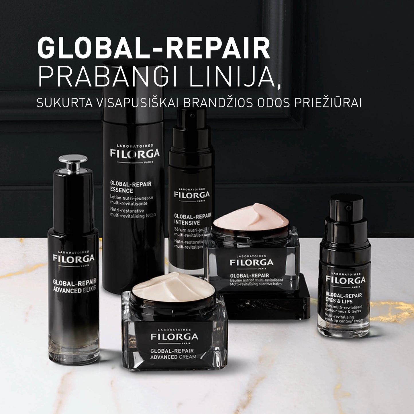 FILORGA veido kremas brandžiai, itin sausai odai su 10 senėjimo požymių GLOBAL-REPAIR BAUME, 50 ml