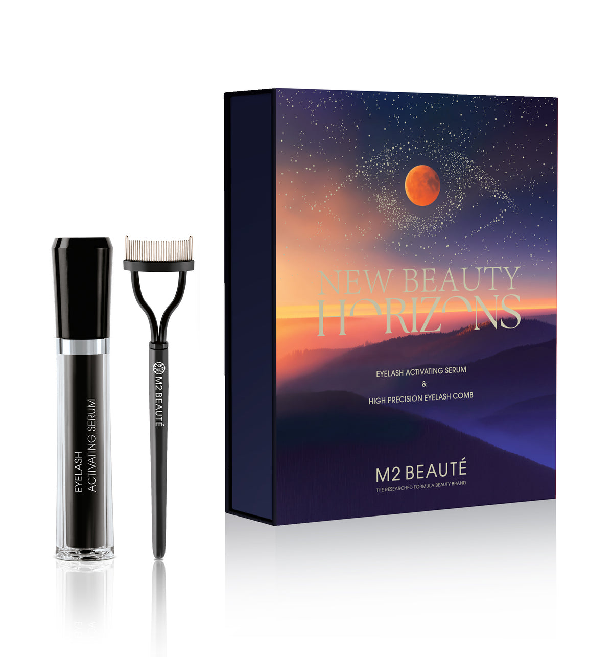 M2 BEAUTÉ rinkinys (stiprinamasis EYELASH ACTIVATING serumas  + blakstienų šukos)